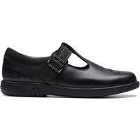 Clarks Jazzy Tap Kid Leather Shoes in Black Wide Fit Size 4