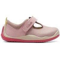 Clarks Roller Bright Toddler Leather Shoes in Dusty Pink Wide Fit Size 2.5
