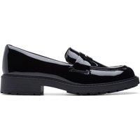 Clarks Orinoco 2 Penny Leather Shoes in Black Patent Wide Fit Size 7
