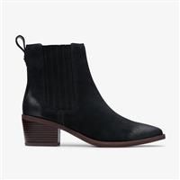 Clarks Morzine Top Suede Ankle Boot - Black