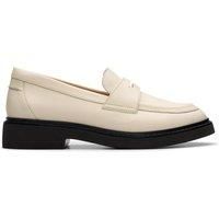 Clarks Splend Edge Leather Shoes in Cream Size 4