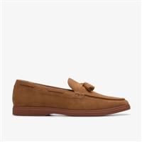 Clarks Mens Torford Tassel Cola Suede Slip Ons