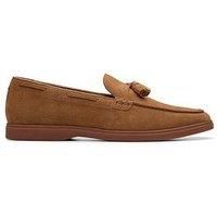 Clarks Mens Torford Tassel Cola Suede Slip Ons