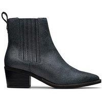 Clarks Morzine Top Ankle Boot Leather Boots In Pewter Metallic Size 7
