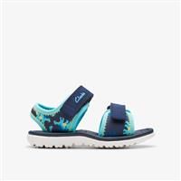 Clarks Surfing Tide Toddler Textile Sandals In Navy Wide Fit Size 4