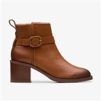 Clarks Womens Chamberly Trim Mid Tan Leather Ankle Boots