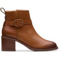 Clarks Womens Chamberly Trim Mid Tan Leather Ankle Boots