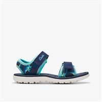Clarks Surfing Tide Kid Textile Sandals In Navy Wide Fit Size 1