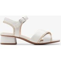 Clarks Serina35 Cross Leather Sandals In Off White Standard Fit Size 6