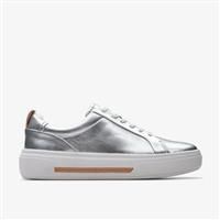 Clarks Hollyhock Walk Leather Shoes In Silver Standard Fit Size 3.5