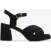 Clarks Ritzy75 Rose Suede Sandals In Black Standard Fit Size 4