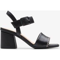 Clarks Siara65 Buckle Leather Sandals In Black Standard Fit Size 3