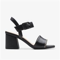 Clarks Siara65 Buckle Leather Sandals In Black Standard Fit Size 3