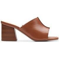 Clarks Siara65 Band Leather Front Heeled Mules - Tan