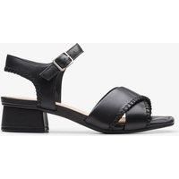 Clarks Serina35 Cross Leather Sandals In Black Standard Fit Size 4