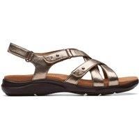 Clarks Kitly Go Leather Sandals in Metallic Wide Fit Size 3