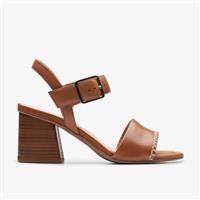 Clarks Siara65 Buckle Leather Sandals In Tan Standard Fit Size 3