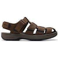 Clarks Saltway Cove Leather Sandals In Dark Brown Standard Fit Size 8