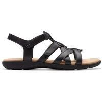 Clarks Elizabelle Sky Leather Sandals In Black Wide Fit Size 3.5