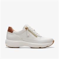 Clarks Women/'s Tivoli Zip Sneaker, Off White Lea, 3 UK