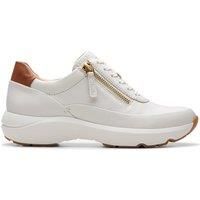Clarks Women/'s Tivoli Zip Sneaker, Off White Lea, 5 UK