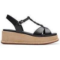 Clarks Kimmei Twist Leather Sandals In Black Standard Fit Size 7
