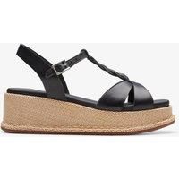 Clarks Kimmei Twist Leather Sandals In Black Standard Fit Size 8