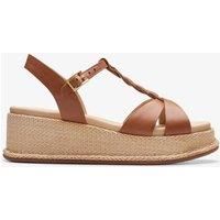 Clarks Kimmei Twist Leather Sandals In Tan Standard Fit Size 5.5