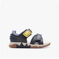 Clarks Spiney Step T Leather Sandals In Navy Wide Fit Size 4