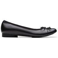 Clarks Loreleigh Rae Wide Fitting Leather Bow Front Ballerina - Black