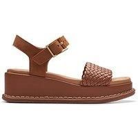 Clarks Kimmei Bay Leather/Synthetic Sandals In Tan Standard Fit Size 5