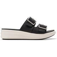 Clarks Womens Drift Buckle Black Heeled Sandals,Wedges