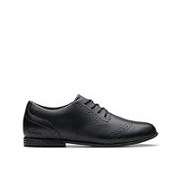 Clarks Finjabrogue O. Leather Shoes in Black Wide Fit Size 1