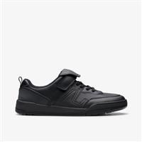 Clarks Laser Track Youth Leather Shoes in Black Size 5