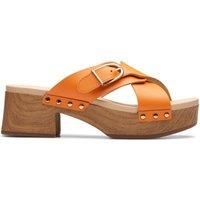 Clarks Sivanne Walk Open Toe Leather Clogs - Orange