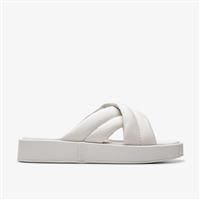 Clarks Alda Glide Leather Sliders - Off White