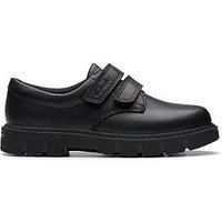 Clarks Lorcam Loop K Oxford Flat, Black Leather, 1.5 UK