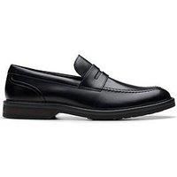 MENS CLARKS ALDWIN STEP BLACK LEATHER LOAFER STYLE  SHOES