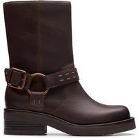 Clarks Womens Rebelle Up Walnut Leather Mid Calf Boots