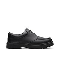 Clarks Lorcam Edge Youth Leather Shoes in Black Size 6.5