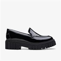 Clarks Womens Paige Loafer Patent Shoes (Black)