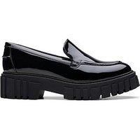 Clarks Page Loafer Leather Shoes in Black Patent Standard Fit Size 6