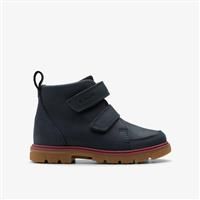 Clarks Lorcam Hi Toddler Leather Boots In Navy Size 4
