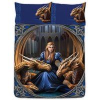 Anne Stokes  Double AG1435  's Duvet cover in Blue