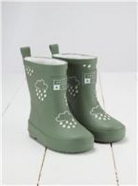 GRASS & AIR Khaki Green Colour Changing Kids Winter Wellies 13 Infant
