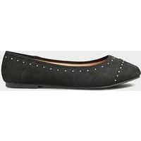 Yours Curve Suede Diamante Ballerina Pumps In Wide & Extra Wide Fit