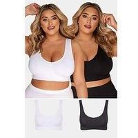 Yours 2 Pack White & Seamless Non-Padded Non-Wired Bralettes - Women/'s - Plus Size Curve
