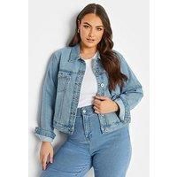 Yours Curve Denim Jacket - Women/'s - Plus Size Curve Light Blue