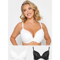 Yours 2 Pack White & Plunge Microfibre Bras - Women/'s - Plus Size Curve