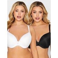 Yours 2 Pack Plunge Microfibre Bra - Black/White